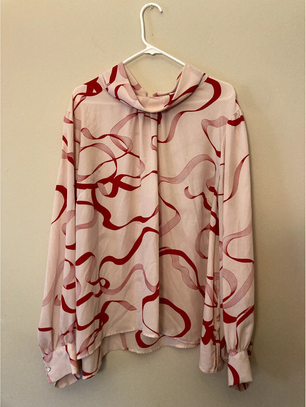 Liz Claiborne Pink Abstract Swirly Design Long Sleeve Blouse Top - size 3X